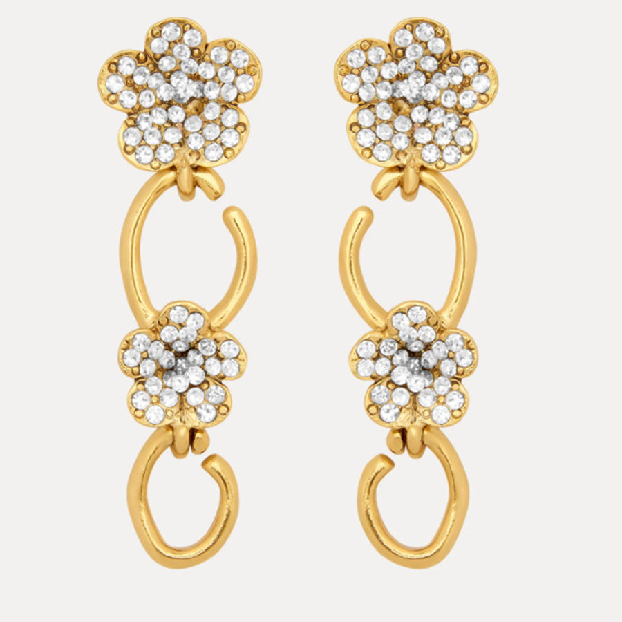 Vintage Jewelry Diamond Floral Drop Earrings