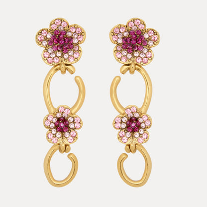 Vintage Jewelry Diamond Floral Drop Earrings