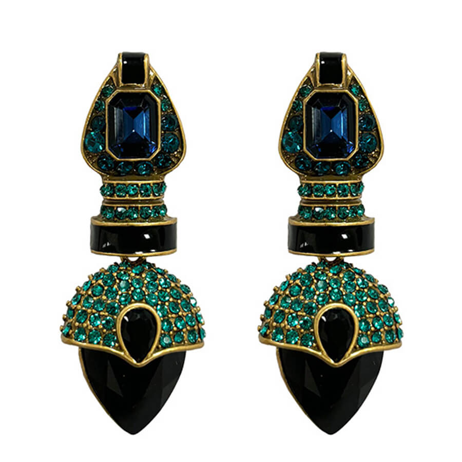 Vintage Jewelry Heart Gems Diamond Drop Earrings