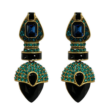 Vintage Jewelry Heart Gems Diamond Drop Earrings