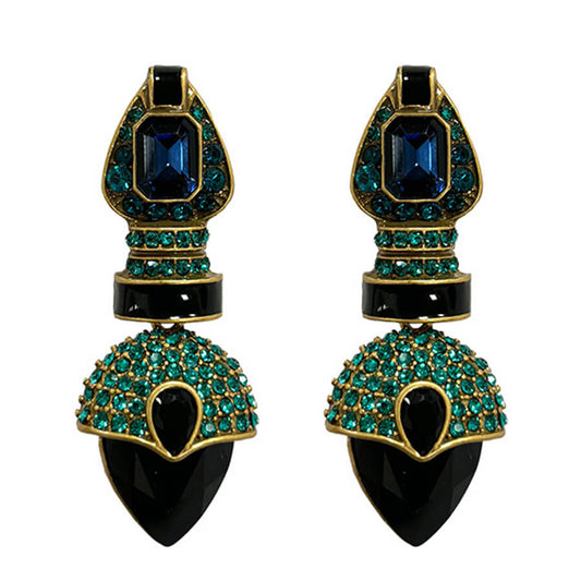 Vintage Jewelry Heart Gems Diamond Drop Earrings