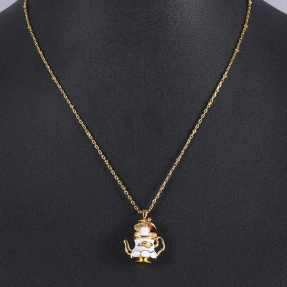 Vintage Jewelry Ceramics Teacup Chipmunk Earrings Necklace