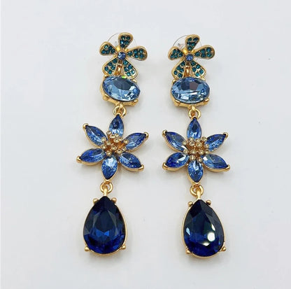 Vintage Jewelry Flower Diamond Drop Earrings