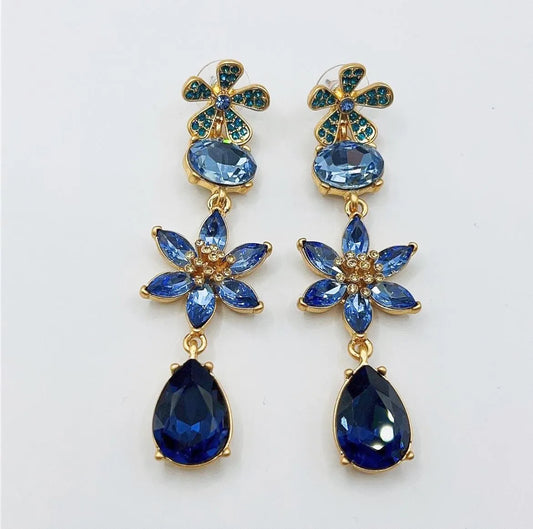 Vintage Jewelry Flower Diamond Drop Earrings