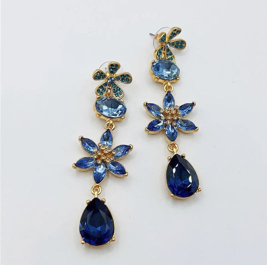 Vintage Jewelry Flower Diamond Drop Earrings