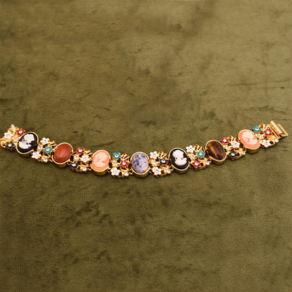 Vintage Jewelry Relief Cameo Gems Bracelet