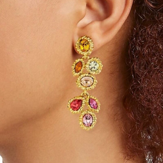 Vintage Jewelry Diamonds Floral Drop Earrings