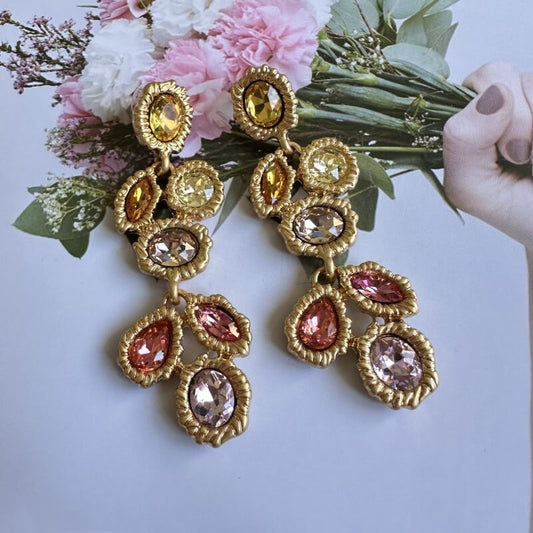 Vintage Jewelry Diamonds Floral Drop Earrings