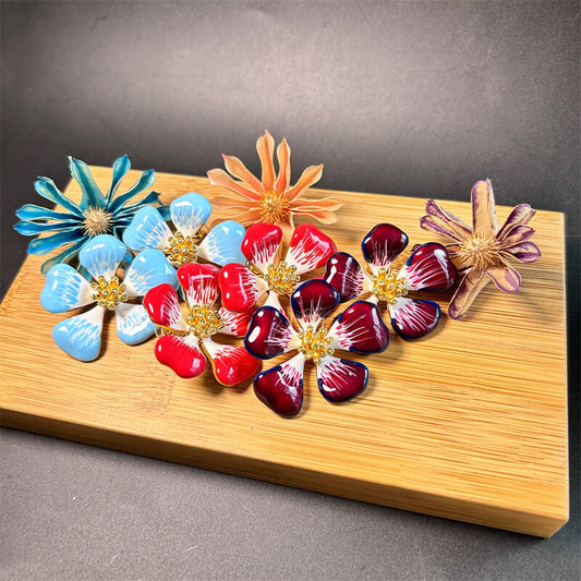 Vintage Jewelry Cherry Flowers Stud Earrings