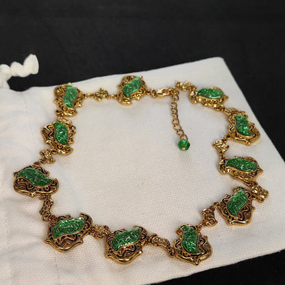 Vintage Jewelry Designer Gold Gems Necklace
