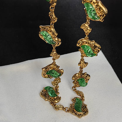 Vintage Jewelry Designer Gold Gems Necklace