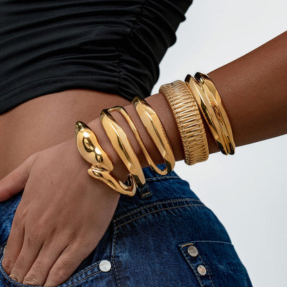 Vintage Jewelry Gold Titanium Steel Bracelet