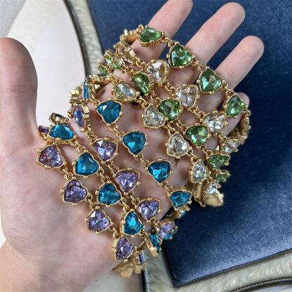 Vintage Jewelry Heart Shaped Crystal Necklace