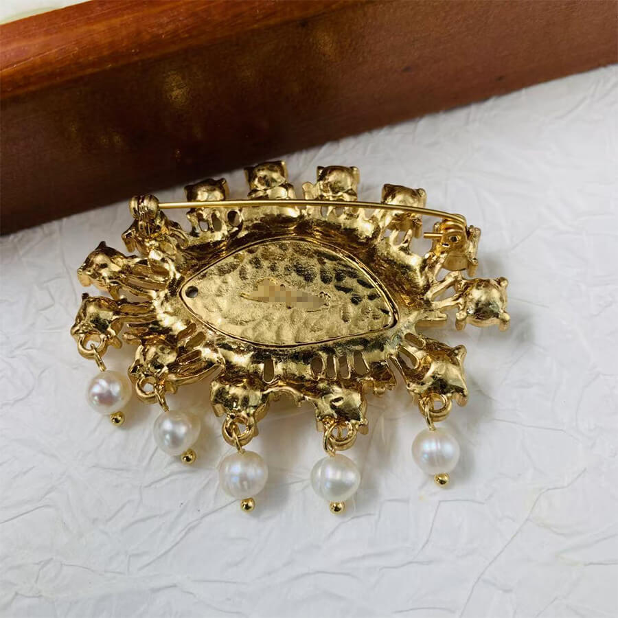 Vintage Jewelry Maison Devil's Eye Freshwater Pearls Brooch