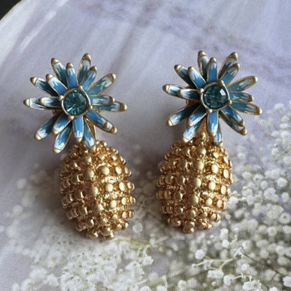 Vintage Jewelry Pineapple Flash Diamond Earrings