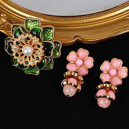Vintage Jewelry Set Crystal Brooch Drop Earrings