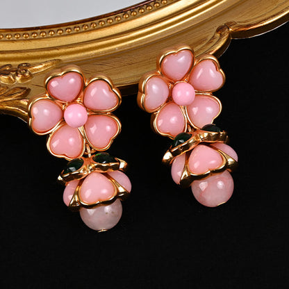 Vintage Jewelry Set Crystal Brooch Drop Earrings