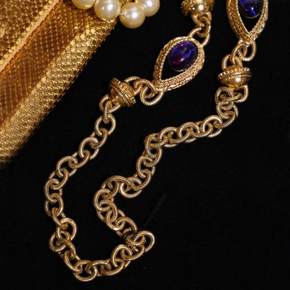 Vintage Jewelry Set Designer Pearl Necklace Earrings Ring