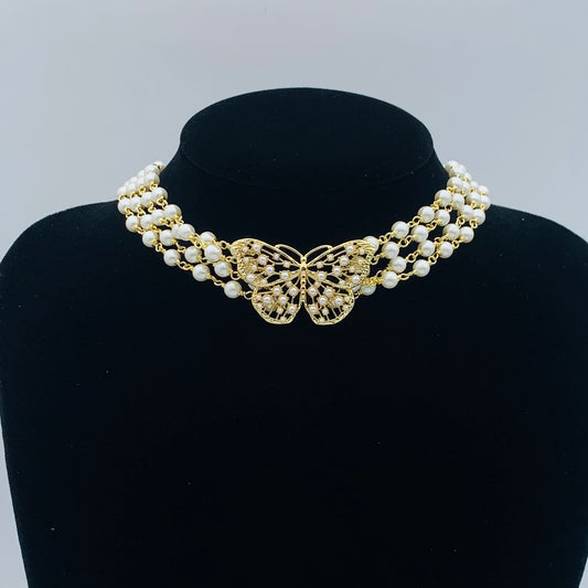 Vintage Jewelry Set Designer Pearl Necklace Earrings