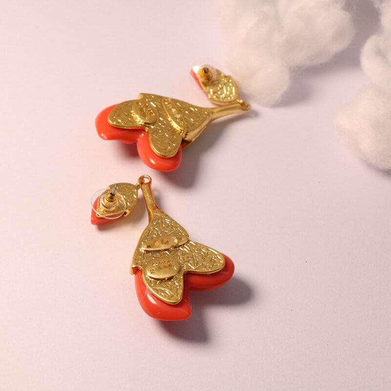 18K Solid Gold Plated Vintage Floral Earrings