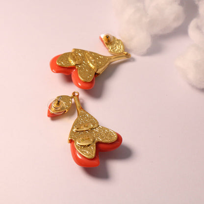 18K Solid Gold Plated Vintage Floral Earrings