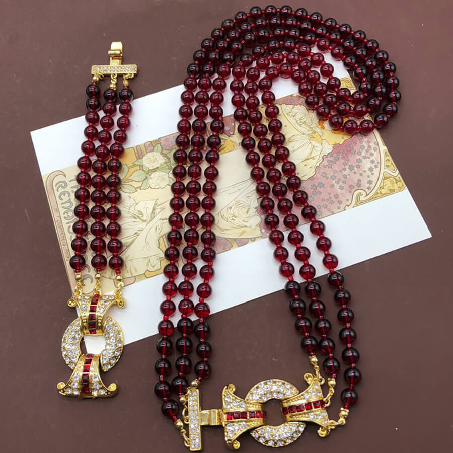 Gems Jewelry Set Necklace Bracelet Earrings