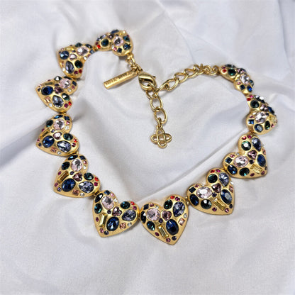 Vintage Jewelry Colored Diamonds Heart Necklace