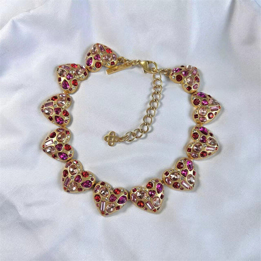 Vintage Jewelry Colored Diamonds Heart Necklace