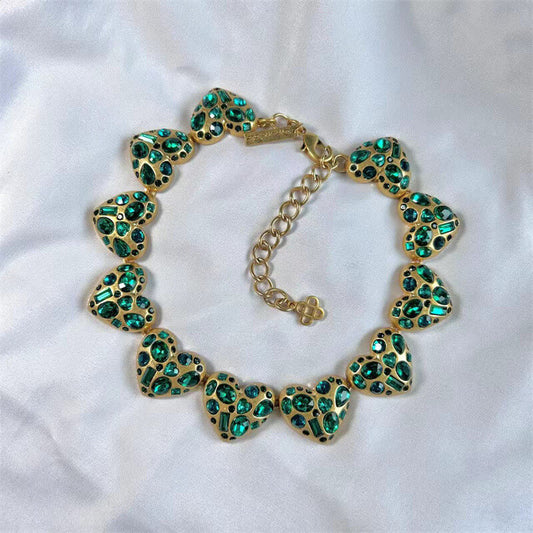 Vintage Jewelry Colored Diamonds Heart Necklace