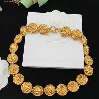 Vintage Jewelry Set Gold Lion Necklace Bracelet