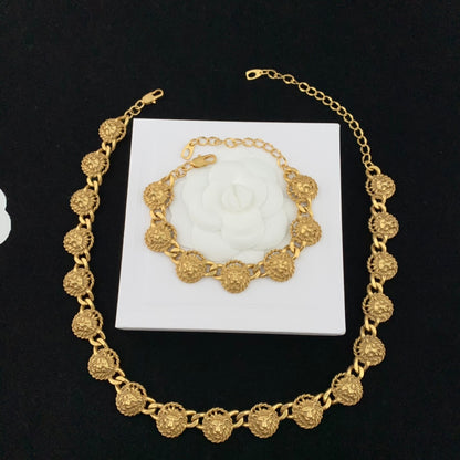Vintage Jewelry Set Gold V Necklace