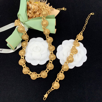 Vintage Jewelry Set Gold V Necklace