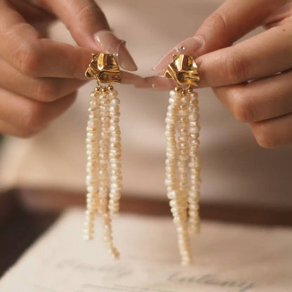 Vintage Natural Freshwater Pearls Earrings Jewelry