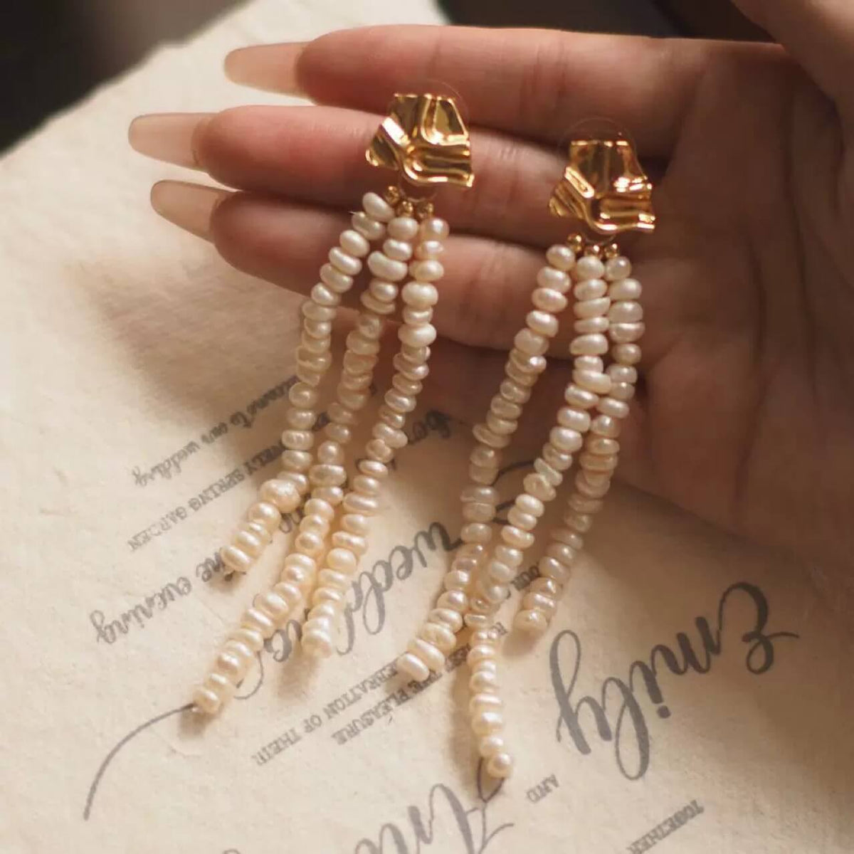 Vintage Natural Freshwater Pearls Earrings Jewelry