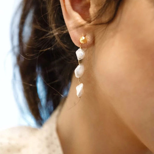 Freshwater Pearls Earrings Hypoallergenic 24K Gold Plated Necklace Elegant Jewelry Set