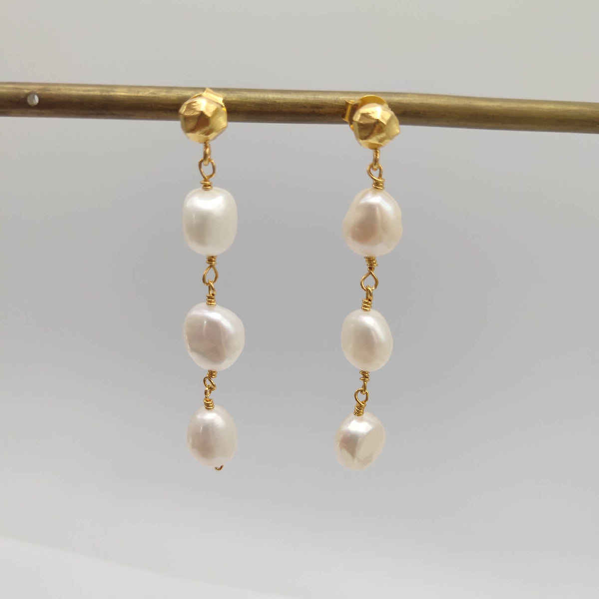 Freshwater Pearls Earrings Hypoallergenic 24K Gold Plated Necklace Elegant Jewelry Set