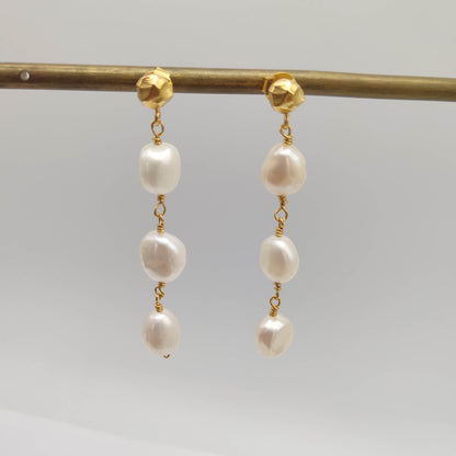 Freshwater Pearls Earrings Hypoallergenic 24K Gold Plated Necklace Elegant Jewelry Set
