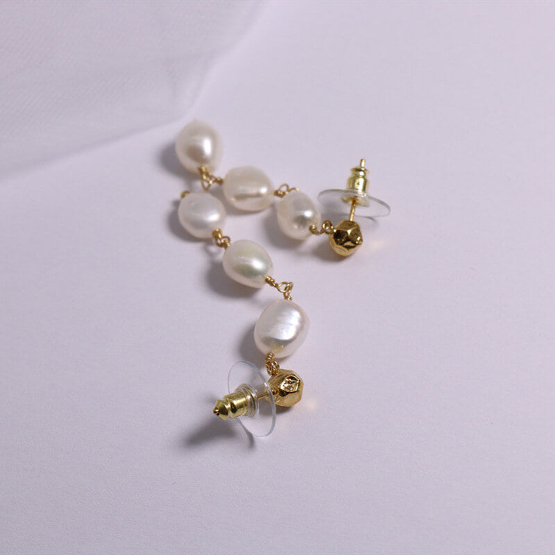 Freshwater Pearls Earrings Hypoallergenic 24K Gold Plated Necklace Elegant Jewelry Set