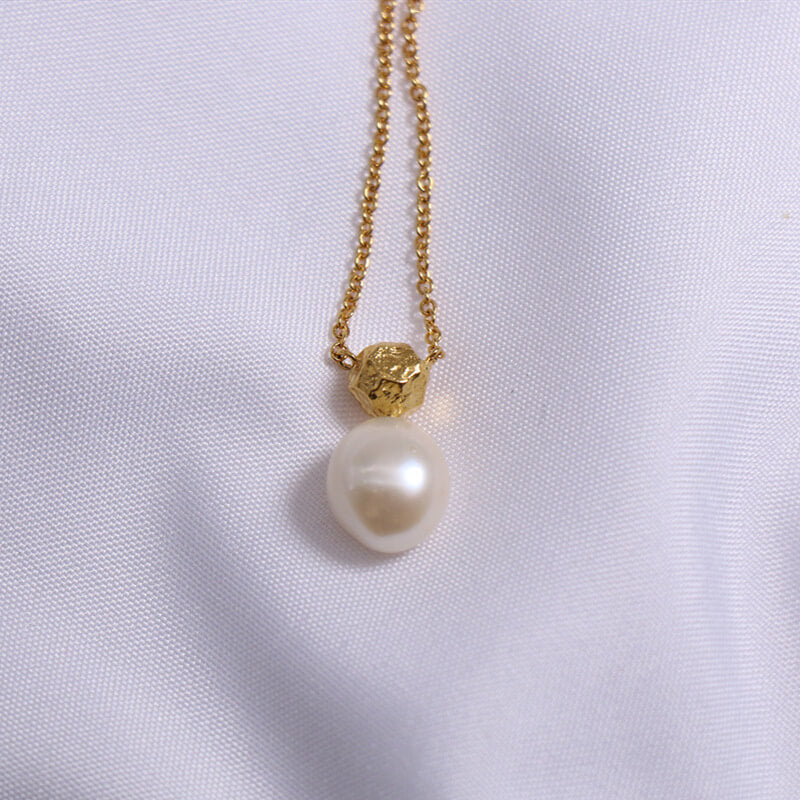 Freshwater Pearls Earrings Hypoallergenic 24K Gold Plated Necklace Elegant Jewelry Set