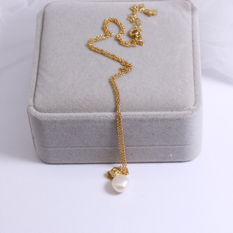 Freshwater Pearls Earrings Hypoallergenic 24K Gold Plated Necklace Elegant Jewelry Set