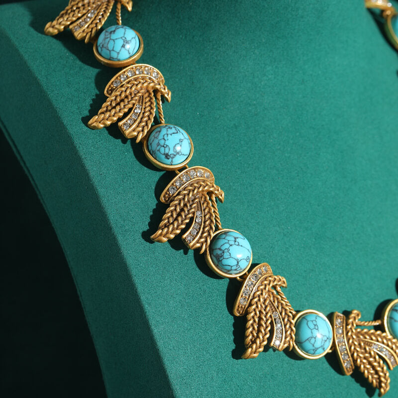 Vintage Jewelry Gold Necklace Pearl Gems Choker