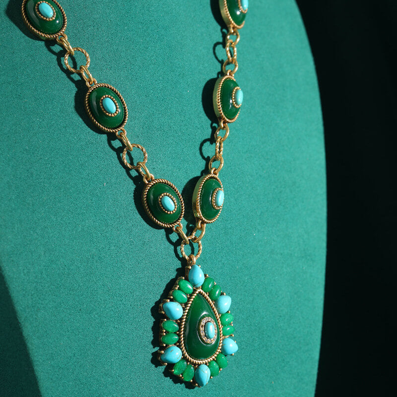 Vintage Jewelry Gold Necklace Pearl Gems Choker