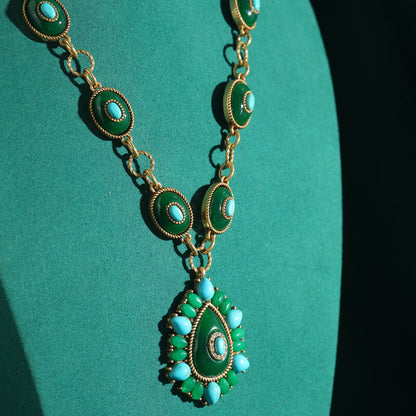 Vintage Jewelry Gold Necklace Pearl Gems Choker