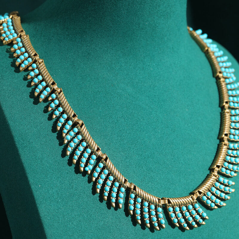 Vintage Jewelry Gold Necklace Pearl Gems Choker