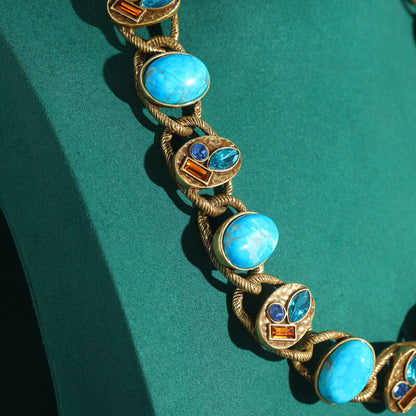 Vintage Jewelry Gold Necklace Pearl Gems Choker