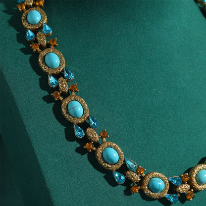 Vintage Jewelry Gold Necklace Pearl Gems Choker
