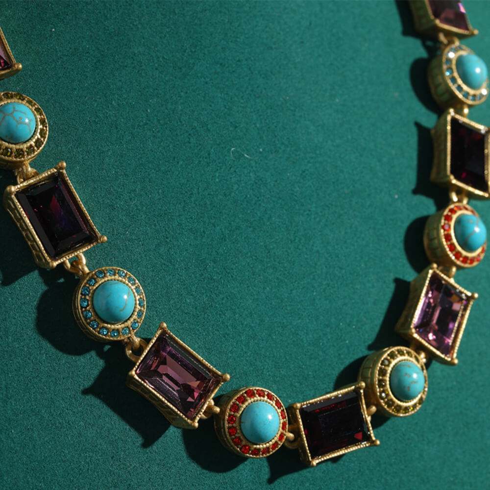 Vintage Jewelry Gold Necklace Pearl Gems Choker