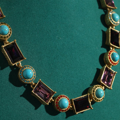 Vintage Jewelry Gold Necklace Pearl Gems Choker