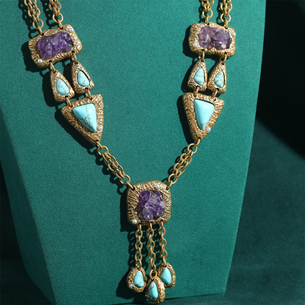 Vintage Jewelry Gold Necklace Pearl Gems Choker