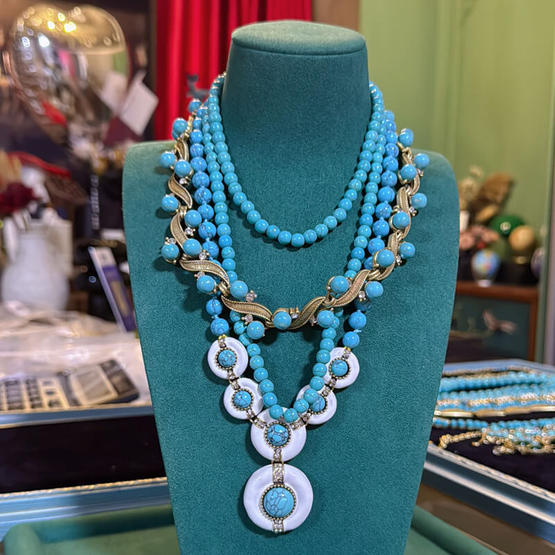 Vintage Jewelry Gold Necklace Pearl Gems Choker
